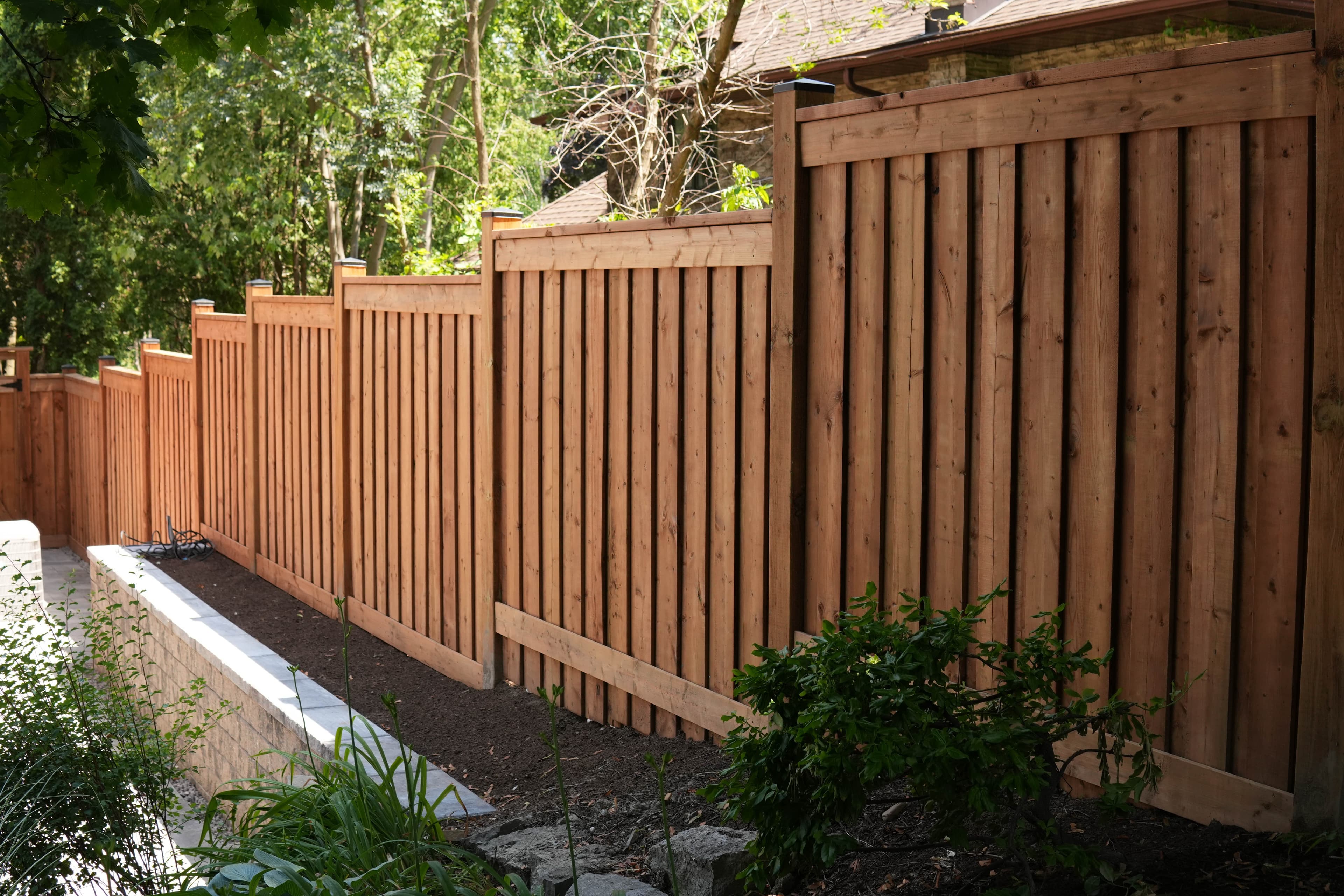 Wood Fence, Retaining Wall & Paver Walkway in Mississauga 