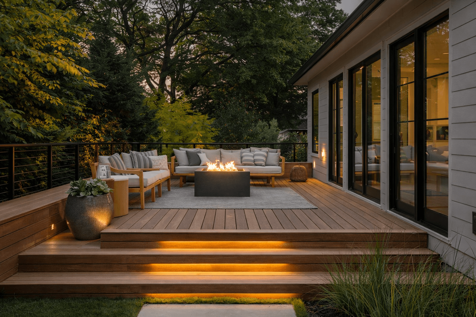Beautiful composite deck construction in Burlington backyard
